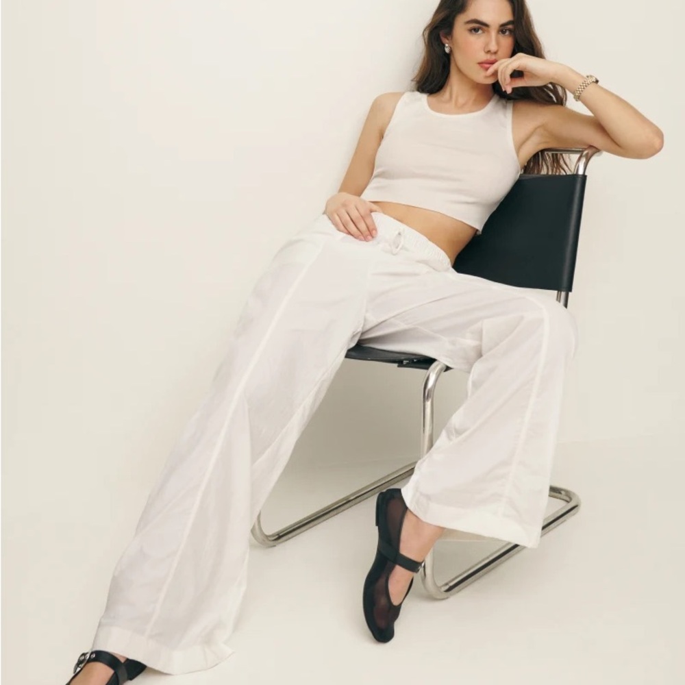 NWT REFORMATION DECLAN Wide-Leg White Lounge Pants - SIZE SMALL